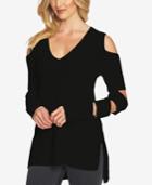 1.state Cotton Sleeve-cutout High-low Sweater