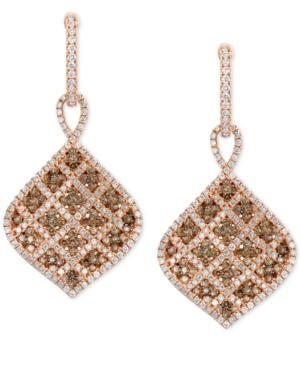 Le Vian Chocolatier White And Chocolate Drop Earrings (1-5/8 Ct. T.w.) In 14k Rose Gold