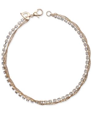 Thalia Sodi Gold-tone Crystal & Chain Twisted Double-row Ankle Bracelet, Created For Macy's