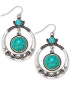 Silver-tone Turquoise-look Orbit Hoop Earrings