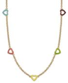 Lily Nily Children's 18k Gold Over Sterling Silver Necklace, Multicolor Enamel Open Heart Necklace
