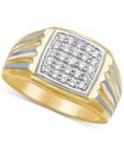 Men's Diamond Two-tone Ring (1/2 Ct. T.w.) In 10k Gold & White Rhodium Plated Over 10k Gold