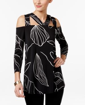 Alfani Prima Printed Cold-shoulder Top, Only At Macy's