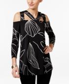 Alfani Prima Printed Cold-shoulder Top, Only At Macy's