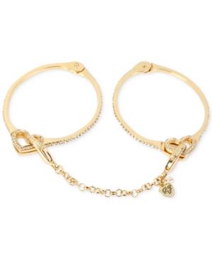 Betsey Johnson Gold-tone Pave Crystal Handcuff Bangle Bracelet