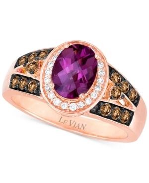 Le Vian Chocolatier Rhodolite Garnet (1-1/2 Ct. T.w.) And Diamond (3/8 Ct. T.w.) Ring In 14k Rose Gold