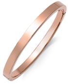 Polished Smooth Bangle Bracelet In Rose Ion-plated Stainless Steel