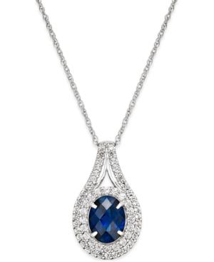 Lab-created Sapphire (2 Ct. T.w.) And White Sapphire (3/4 Ct. T.w.) Pendant Necklace In Sterling Silver
