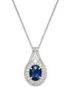 Lab-created Sapphire (2 Ct. T.w.) And White Sapphire (3/4 Ct. T.w.) Pendant Necklace In Sterling Silver