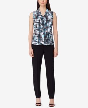 Tahari Asl Abstract-print Tie-neck Blouse