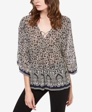 Sanctuary Printed Lace-up Blouse