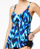 Swim Solutions Tidal Wave Printed Underwire Tankini Top Women's Swimsuit