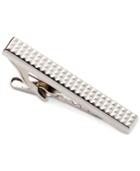 Kenneth Cole Reaction Polished Rhodium Diamond Faceted Textured Short Tie Clip