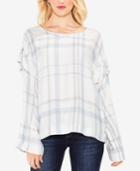 Vince Camuto Ruffle-trim Plaid Top