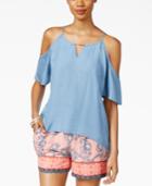 Thalia Sodi Off-the-shoulder Chambray Top, Only At Macy's