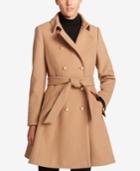 Dkny Wool-blend Belted Fit & Flare Peacoat