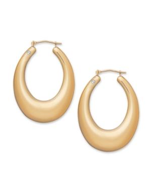 Signature Gold Diamond Accent Bold Graduated Oval Hoop Earrings In 14k Gold Over Resin