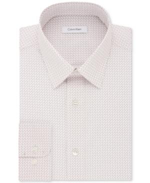 Calvin Klein Men's Steel Classic/regular Fit Non-iron Performance Pink Multi Print Dress Shirt