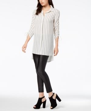 Bar Iii Striped High-low Tie-sleeve Tunic, Created For Macy's