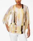 Jm Collection Petite Printed Layered Necklace Top, Created For Macy's