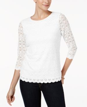 Charter Club 3/4-sleeve Lace Top, Created For Macy's