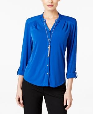 Ny Collection Petite Chain-necklace Shirt