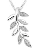 Diamond Leaf Pendant 18 Pendant Necklace (1/10 Ct. T.w.) In Sterling Silver