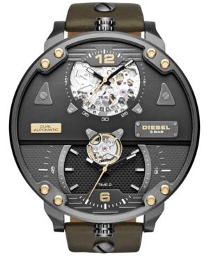 Diesel Men's Automatic Granddaddy Olive Leather Strap Watch 62x70mm Dz7365