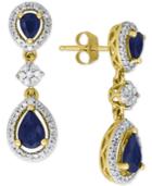 Sapphire (1-1/3 Ct. T.w.) & Diamond (1/5 Ct. T.w.) Drop Earrings In 10k Gold