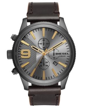 Diesel Men's Chronograph Rasp Chrono Dark Brown Leather Strap Watch 50mm