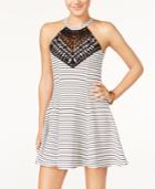 Material Girl Juniors' Striped Lace Halter Fit & Flare Dress, Only At Macy's