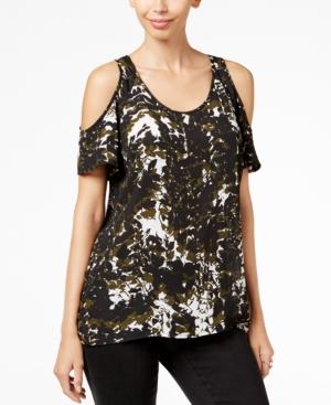 Kut From The Kloth Printed Cold-shoulder Top