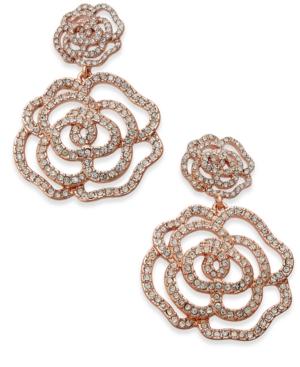 Kate Spade New York 14k Rose Gold-plated Pave Rose Drop Earrings