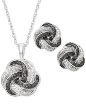 Black And White Diamond Accent Love Knot Jewelry