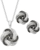 Black And White Diamond Accent Love Knot Jewelry