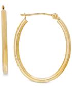 Polished Oval Tube Hoop Earrings In 10k Gold
