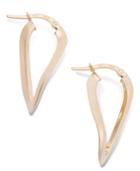 14k Rose Gold Earrings, Wave Hoop Earrings
