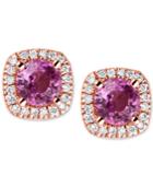 Pink Sapphire (1 Ct. T.w.) & Diamond (1/6 Ct. T.w.) Stud Earrings In 14k Rose Gold