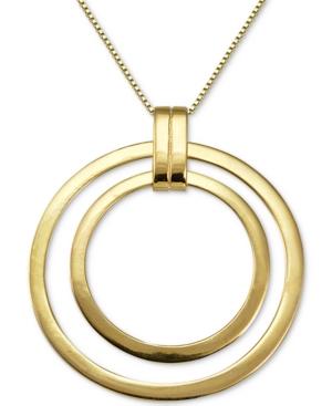 Polished Double Circle Pendant Necklace In 18k Gold-plated Sterling Silver