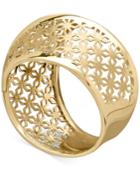 Flower Cutout Bypass Ring In 14k Gold