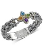 Balissima By Effy Blue Topaz, Peridot, Citrine And Amethyst Braided Bracelet In Sterling Silver & 18k Gold (3 Ct. T.w.)