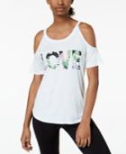 Material Girl Active Juniors' Love Tropical Cold-shoulder Graphic T-shirt, Created For Macy's