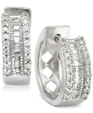 Diamond Huggy Hoop Earrings (1/4 Ct. T.w.) In Sterling Silver