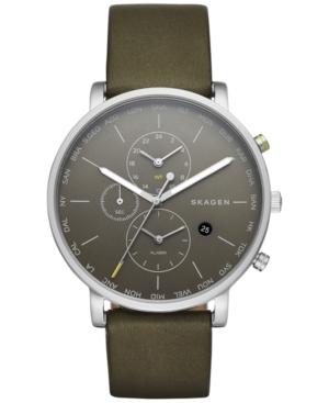 Skagen Men's Hagen World Time Green Leather Strap Watch 42mm Skw6298