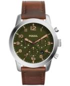 Fossil Men's Chronograph Pilot 54 Brown Leather Strap Watch 44mm Fs5180