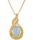 Lab-created Opal (1 Ct. T.w.) And White Sapphire (1/5 Ct. T.w.) Pendant Necklace In 14k Gold-plated Sterling Silver