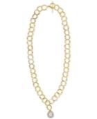 Majorica Gold-tone Link & Imitation Pearl 24 Pendant Necklace