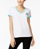 Mighty Fine Juniors' Gem Embroidered Ringer T-shirt