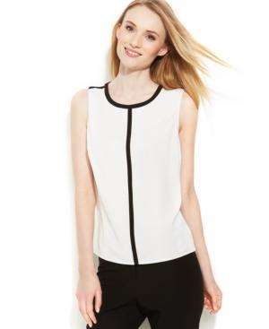 Calvin Klein Sleeveless Contrast-trim Blouse