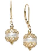 Cultured Freshwater Pearl (9-1/2mm) Earrings In 14k Gold